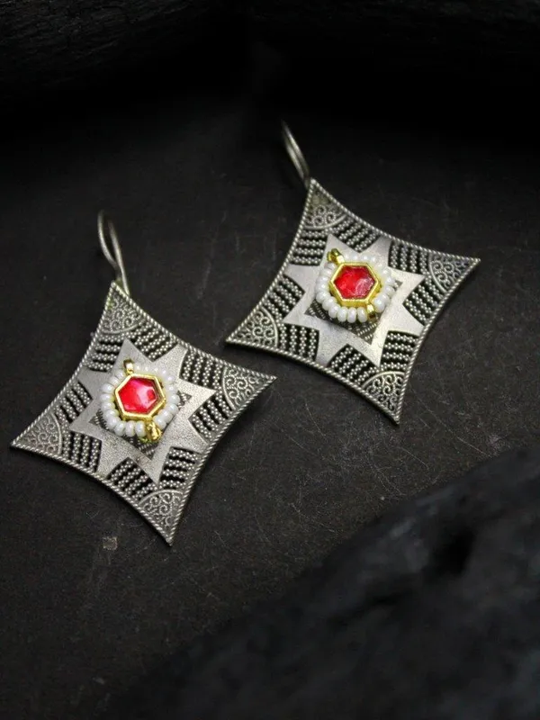 Ruby_Red__Mona_Lisa_Stone_Silver_Replica_Brass_Statement_Earrings_for_Women