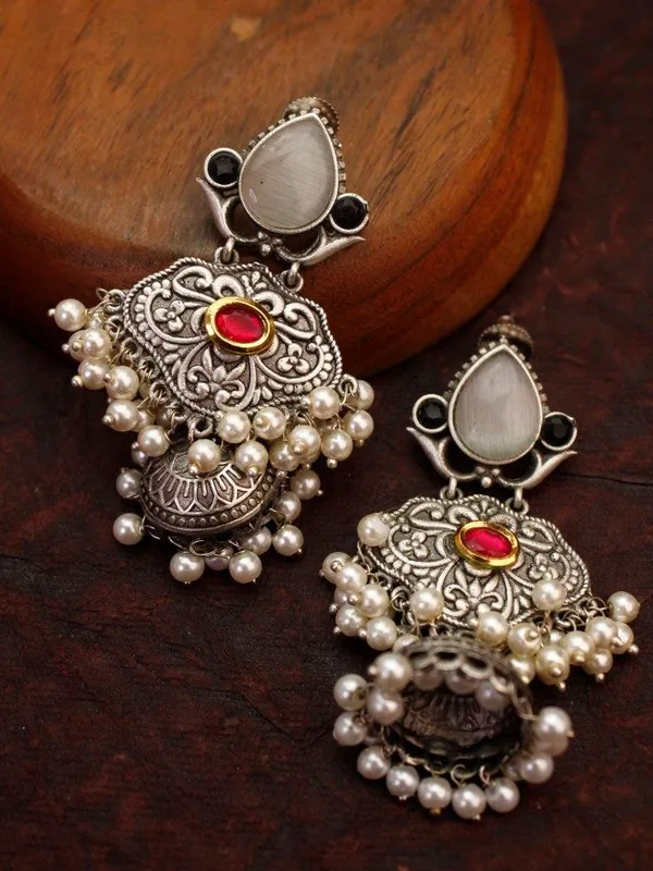 Ruhani_WhiteBlack_Pearl_Chandbali_Jhumka_Earrings