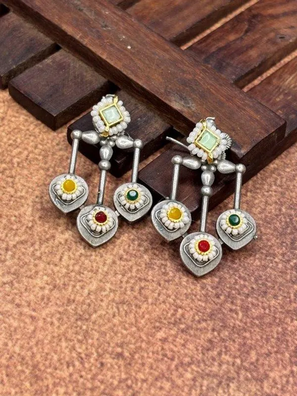 Silver_Replica_Sea_Green_Multi_Stone_Designer_Earrings_|_Brass_Ethnic_Statement_Earrings_for_Women