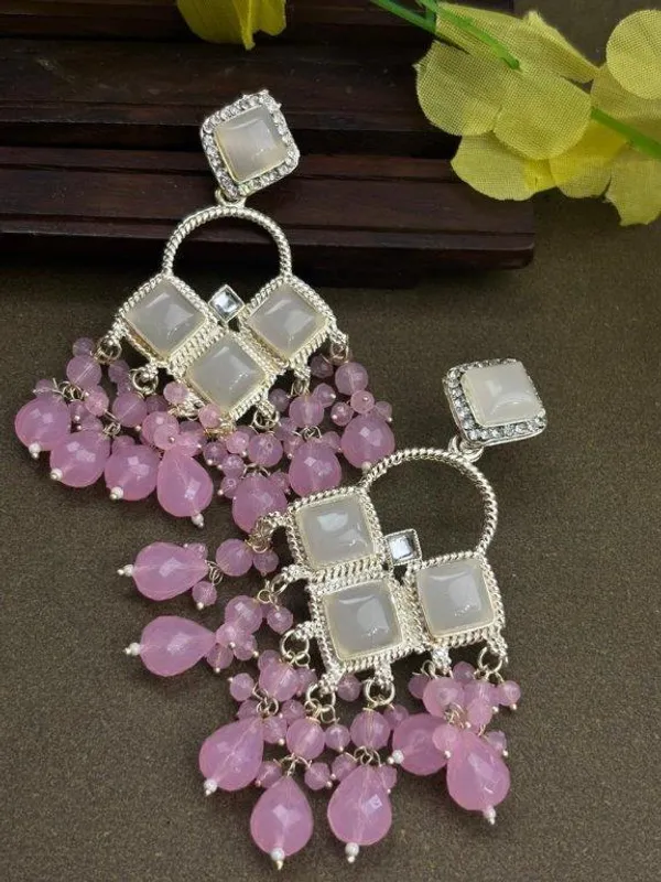 Silver_Tone_Baby_Pink_Kundan_Earrings_with_Bead_Drops_|_Indian_Shringar