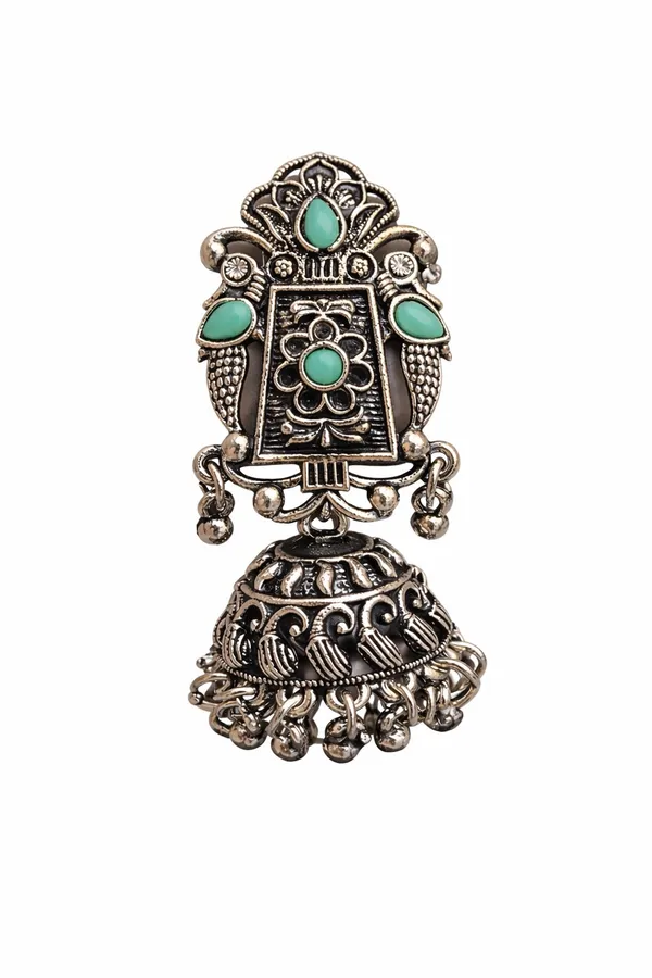 Indian_Shringar_Oxidised_Silver_Jhumka_Earrings_|_Sea_Green_Stone_Vintage_Boho_Jhumki_|_Ethnic_German_Silver_Jewelry