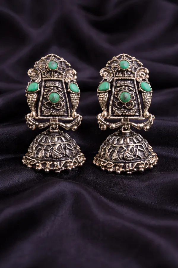 Indian_Shringar_Oxidised_Silver_Jhumka_Earrings_|_Sea_Green_Stone_Vintage_Boho_Jhumki_|_Ethnic_German_Silver_Jewelry