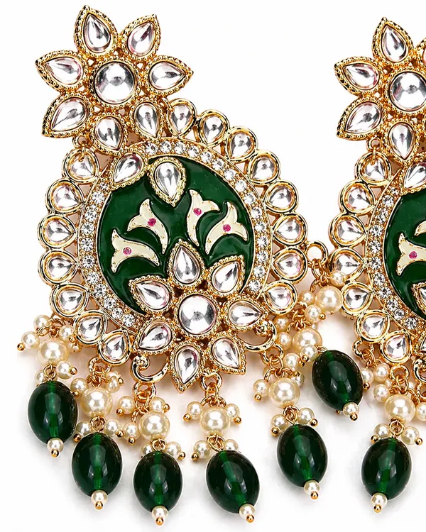Indian_Shringar_Shahina_Kundan_Earrings_|_Green_Meenakari_Statement_Earrings_|_Bridal_Festive_Jewelry