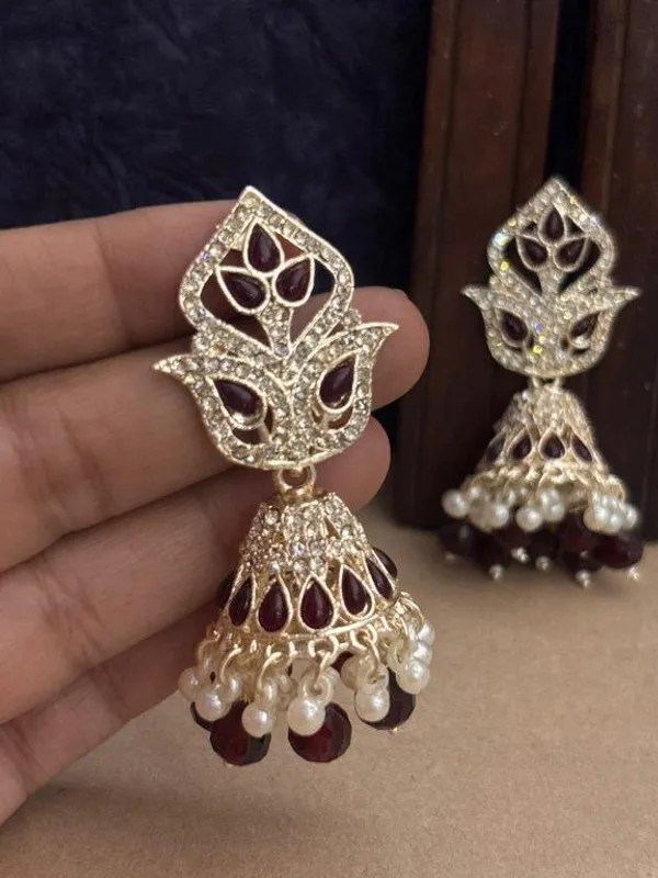 Wine_Kundan_Jhumki_Earrings_|_Pearl_Drop_Traditional_Designer_Earrings_for_Wedding_&_Festive_Wear