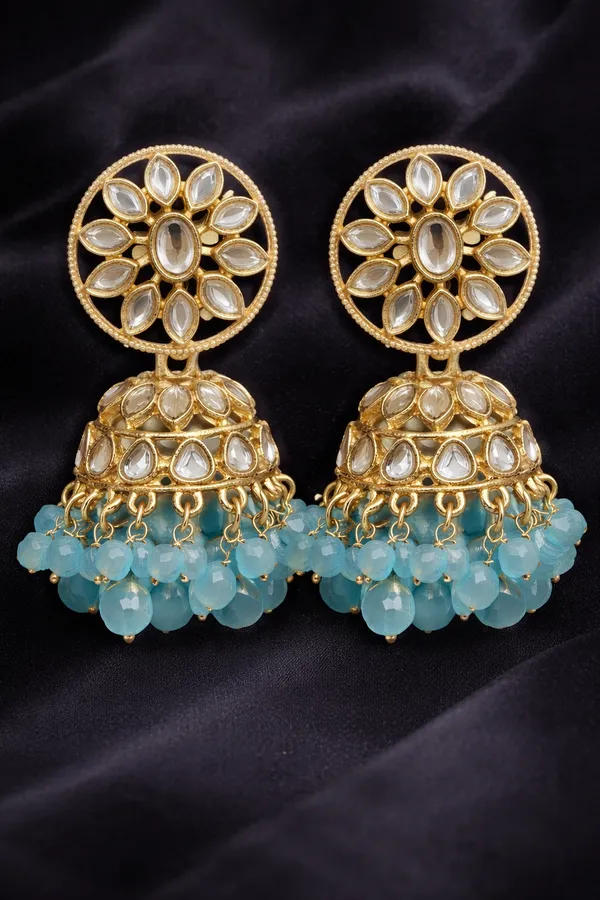 Indian_Shringar_Sky_Blue_Kundan_Jhumka_Earrings_|_Floral_Round_Pearl_&_Beaded_Jhumki_|_Ethnic_Pastel_Jewelry