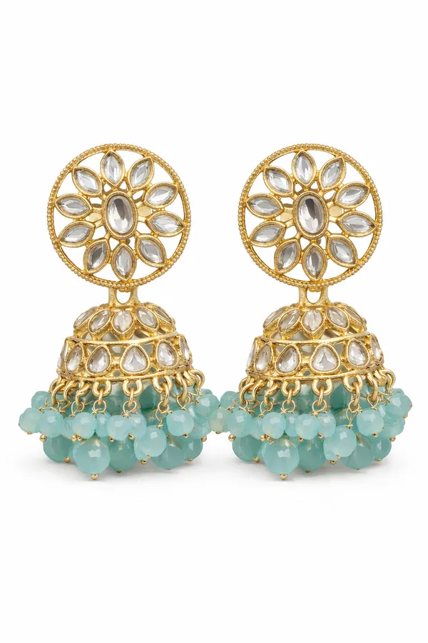 Indian_Shringar_Sky_Blue_Kundan_Jhumka_Earrings_|_Floral_Round_Pearl_&_Beaded_Jhumki_|_Ethnic_Pastel_Jewelry