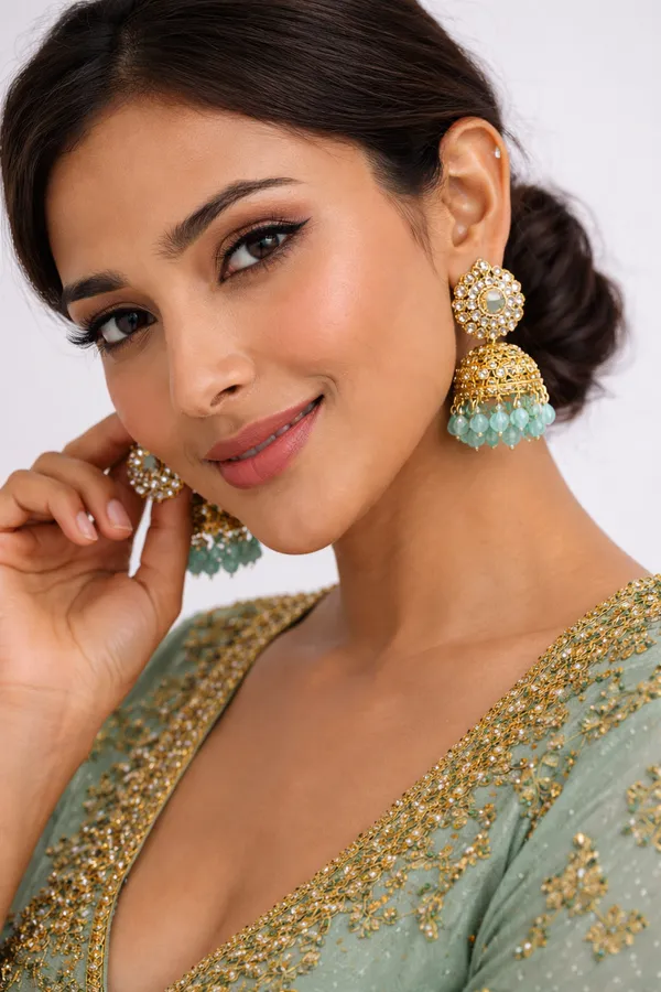 Indian_Shringar_Sky_Blue_Kundan_Jhumka_Earrings_|_Floral_Round_Pearl_&_Beaded_Jhumki_|_Ethnic_Pastel_Jewelry