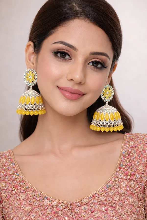 Yellow_Floral_Jhumka_Earrings_for_Women