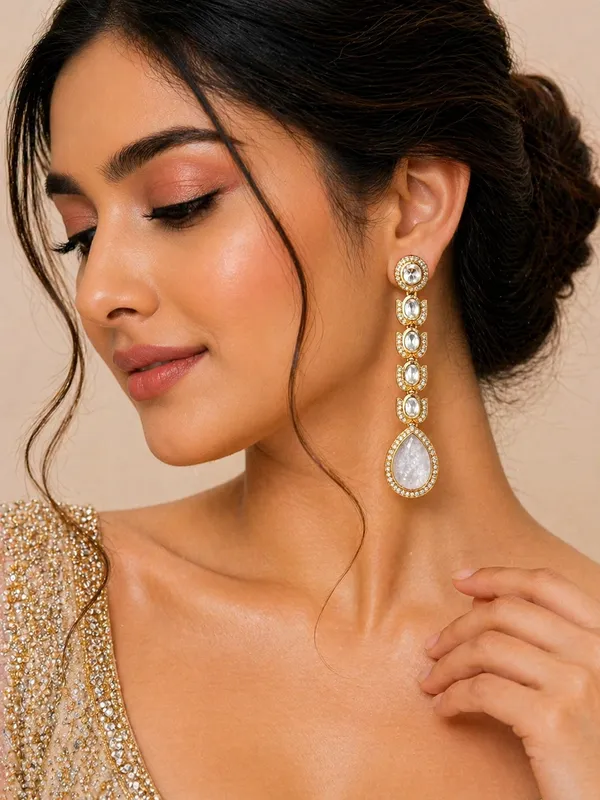ndian_Shringar_Long_Drop_Golden_Earrings_(Baby_Pink)_|_Pastel_Statement_Earrings_|_Wedding_&_Party_Jewelry