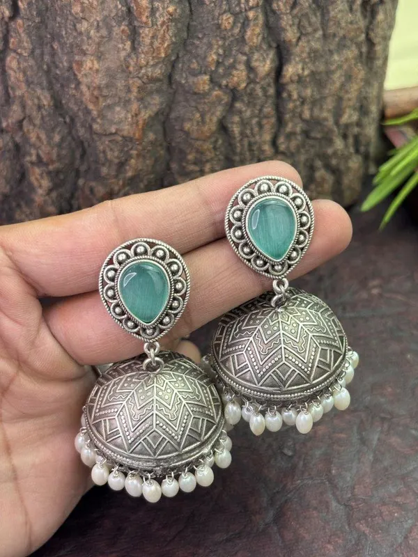 Zariya_Silver_Replica_Sea_Green_Pearl_Earrings