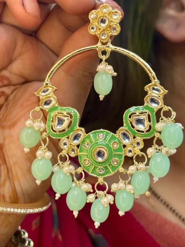 Zarmina_Sea_Green_Kundan_Chand_Earrings
