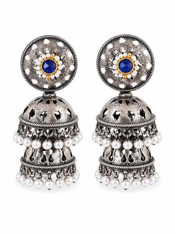 Indian_Shringar_Oxidised_Silver_Jhumka_Earrings_|_Blue_Stone_Pearl_Drop_Jhumki_|_Ethnic_German_Silver_Jewelry