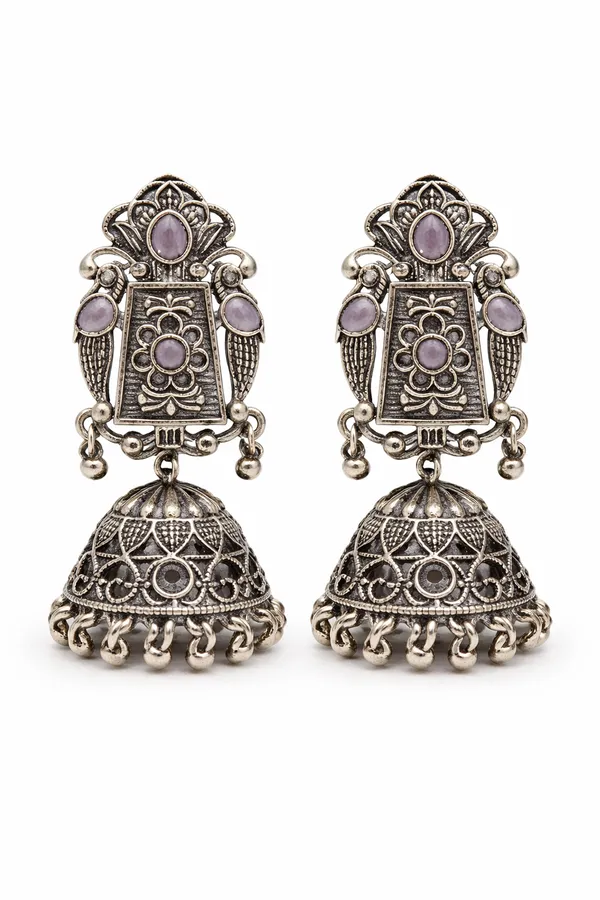 Indian_Shringar_Oxidised_Silver_Jhumka_Earrings_|_Lavender_Stone_Vintage_Boho_Jhumki_|_Ethnic_German_Silver_Jewelry