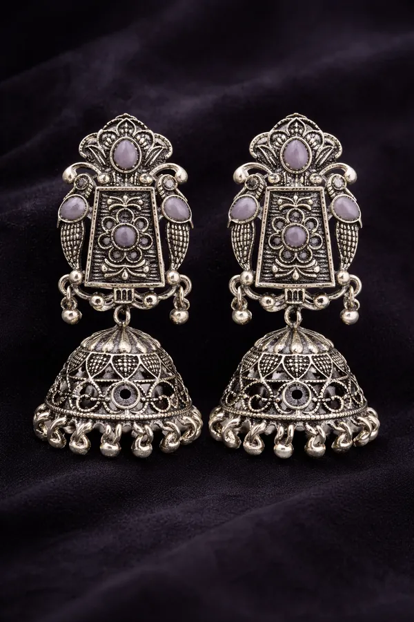Indian_Shringar_Oxidised_Silver_Jhumka_Earrings_|_Lavender_Stone_Vintage_Boho_Jhumki_|_Ethnic_German_Silver_Jewelry