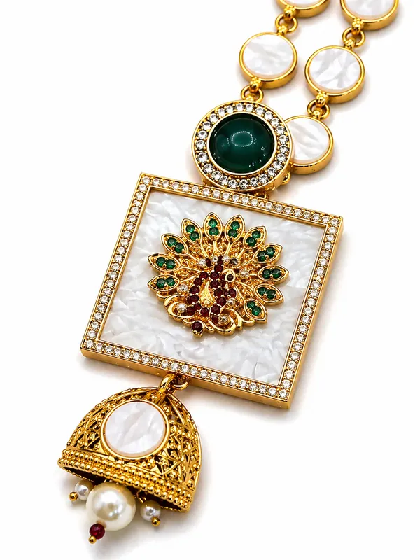 Indian_Shringar_Designer_MOP_Long_Necklace_Set_|_Pink_AD_Stone_Pendant_with_Pearl_Mala_|_Gold_Finish_Ethnic_Jewelry