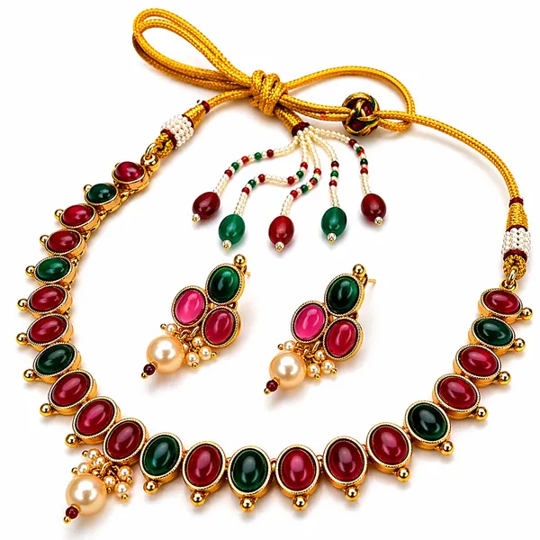 Indian_Shringar_Pearl_Kundan_Necklace_Set_|_Monalisa_Stone_Gold_Finish_Choker_with_Earrings_|_Adjustable_Ethnic_Jewelry