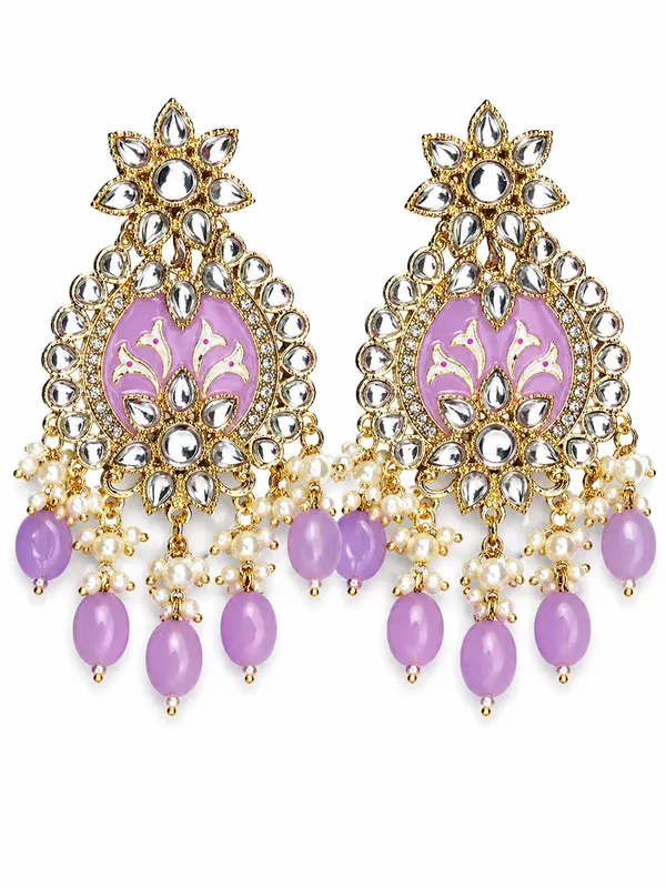 Indian_Shringar_Shahina_Kundan_Earrings_|_Lavender_Meenakari_Statement_Earrings_|_Pastel_Bridal_Jewelry