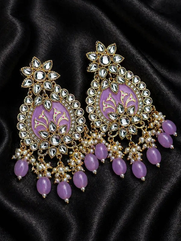 Indian_Shringar_Shahina_Kundan_Earrings_|_Lavender_Meenakari_Statement_Earrings_|_Pastel_Bridal_Jewelry