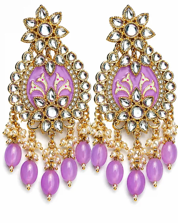 Indian_Shringar_Shahina_Kundan_Earrings_|_Lavender_Meenakari_Statement_Earrings_|_Pastel_Bridal_Jewelry
