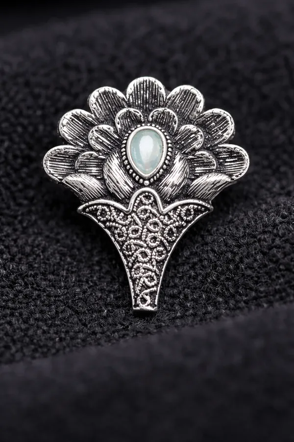 Elegant_Silver_Replica_Floral_Earrings_with_Ruby_Sea_Green__Monalisa_Stone_|_Brass_Stud_Earrings