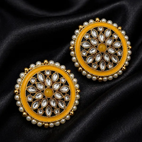Indian_Shringar_Kundan_Stud_Earrings_|_Yellow_Stone_Pearl_Studs_|_Haldi_Special_Ethnic_Earrings