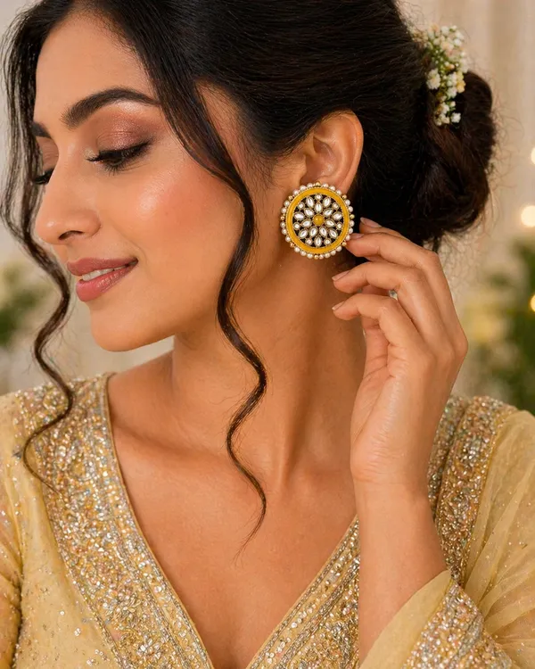 Indian_Shringar_Kundan_Stud_Earrings_|_Yellow_Stone_Pearl_Studs_|_Haldi_Special_Ethnic_Earrings