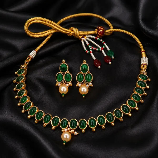 Indian_Shringar_Pearl_Kundan_Necklace_Set_|_Monalisa_Stone_Gold_Finish_Choker_with_Earrings_|_Adjustable_Ethnic_Jewelry