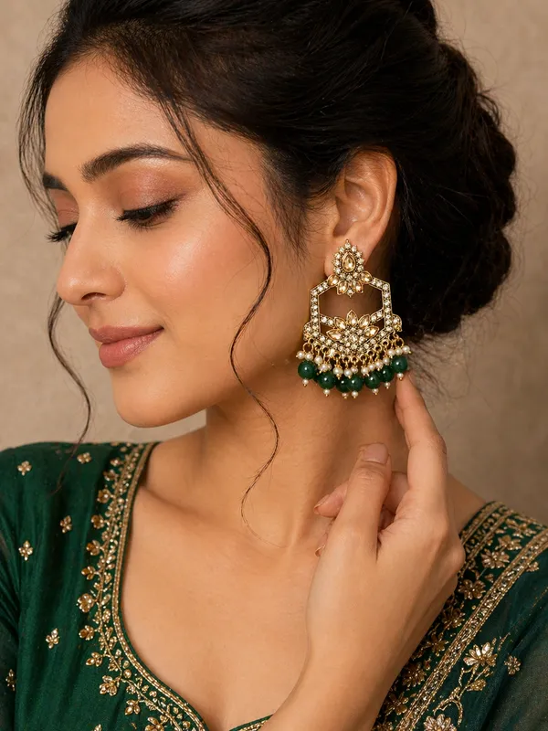 Indian_Shringar_Kundan_Chandbali_Earrings_|_Green_Bead_Jhalar_Designer_Hexagon_Earrings_|_Bridal_Ethnic_Statement_Jewelry