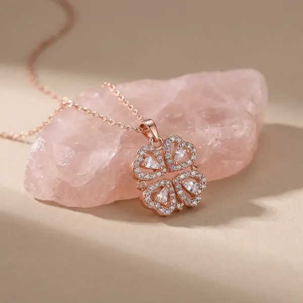Rose_Gold_Four-Leaf_Clover_Crystal_Pendant_Necklace