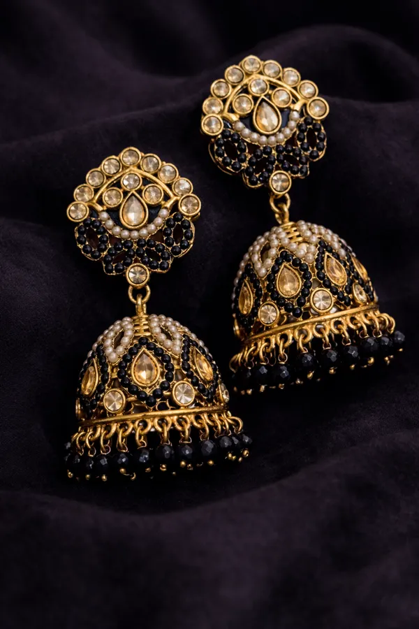 Indian_Shringar_Black_Kundan_Jhumka_Earrings_|_Pearl_&_Beaded_Designer_Jhumki_|_Ethnic_Statement_Jewelry