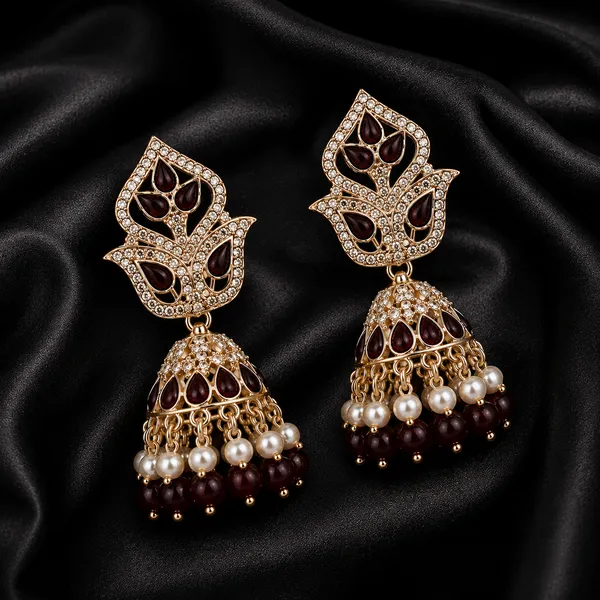 Wine_Kundan_Jhumki_Earrings_|_Pearl_Drop_Traditional_Designer_Earrings_for_Wedding_&_Festive_Wear