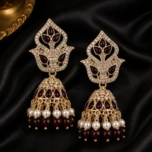 Wine_Kundan_Jhumki_Earrings_|_Pearl_Drop_Traditional_Designer_Earrings_for_Wedding_&_Festive_Wear