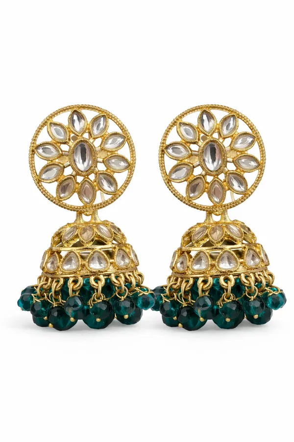 Kundan_Earrings__Enhance_your_look_with_these_elegant_Kundan_earrings,_crafted_to_add_a_touch_of_traditional_charm.__Material:_Mixed_Metal_Stone_Work:_Kundan_stones_and_moti_work_light_weight_jhumki_Size:_2_inches_Care_Instructions:__Store_in_a_zip-lock_pouch_after_use_to_maintain_shine_and_longevity_Avoid_contact_with_water,_perfume,_or_any_chemicals_Perfect_for_festive_occasions,_weddings,_or_adding_a_graceful_touch_to_your_everyday_style_???