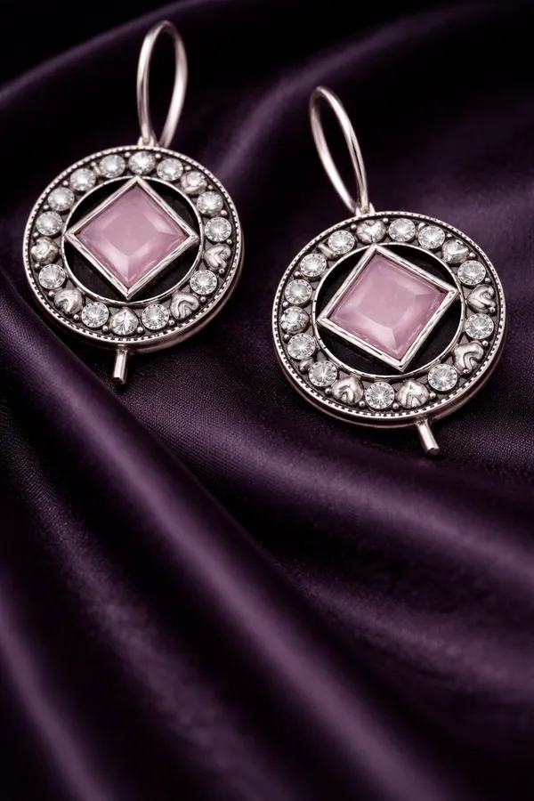 Baby_Pink__Monalisa_Stone_Earrings_for_Women_|_German_Silver_Finish_Brass_Earrings_|_Lightweight_Ethnic_Jewelry_(1.2_Inch)