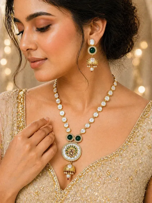 Indian_Shringar_MOP_Long_Necklace_Set_|_AD_Stone_Pearl_Mala_with_Pendant_|_Gold_Finish_Copper_Ethnic_Jewelry
