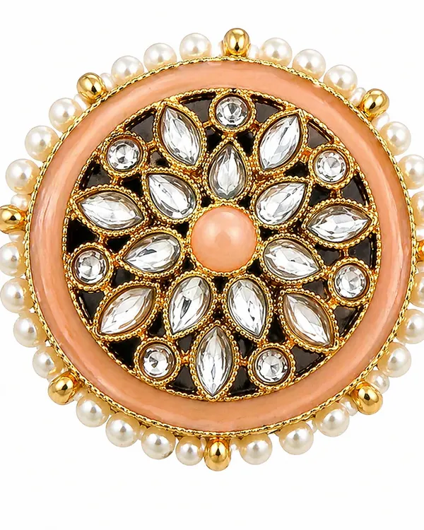 Indian_Shringar_Kundan_Stud_Earrings_|_Peach_Stone_Pearl_Studs_|_Pastel_Ethnic_Earrings