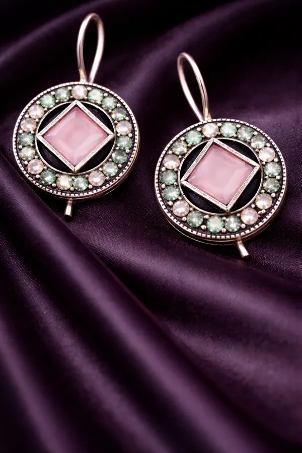 Baby_Pink_&_Sea_Green__Monalisa_Stone_Earrings_for_Women_|_German_Silver_Finish_Brass_Earrings_|_Lightweight_Ethnic_Jewelry_(1.2_Inch)