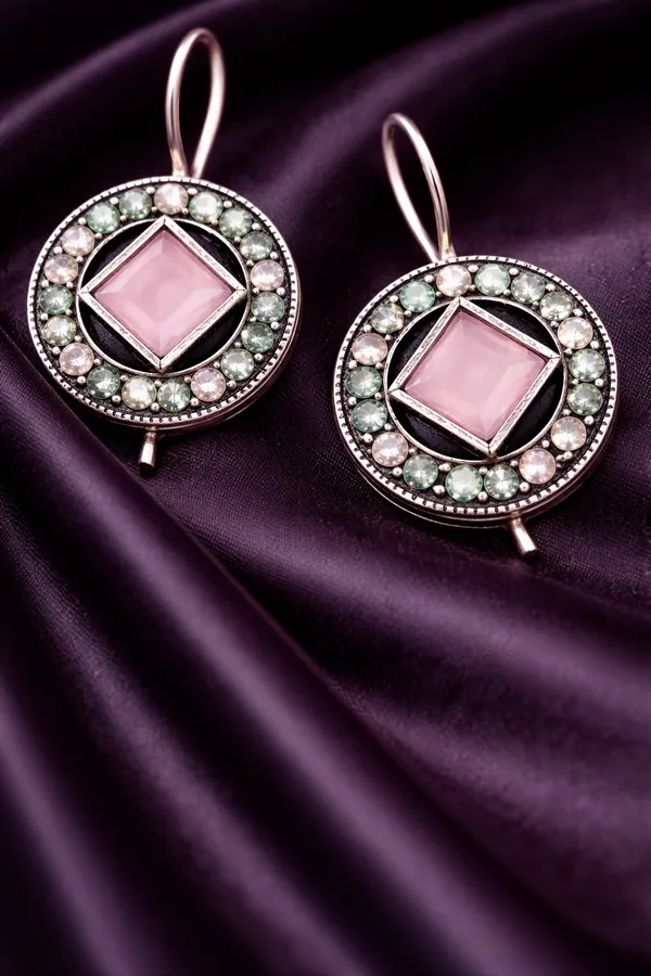 Baby_Pink_&_Sea_Green__Monalisa_Stone_Earrings_for_Women_|_German_Silver_Finish_Brass_Earrings_|_Lightweight_Ethnic_Jewelry_(1.2_Inch)