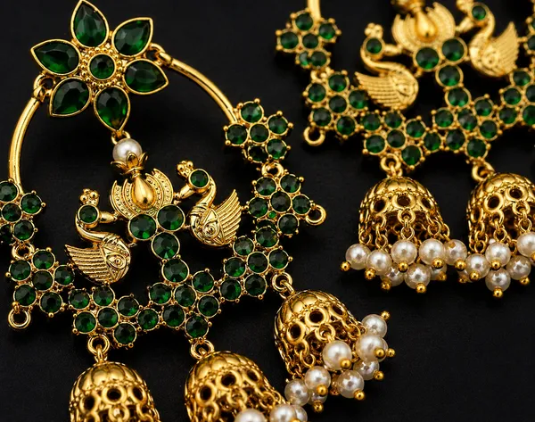 Royal_Peacock_Chandbali_Earrings_(Emerald_Green)_|_Traditional_Jhumki_with_Pearl_Drops