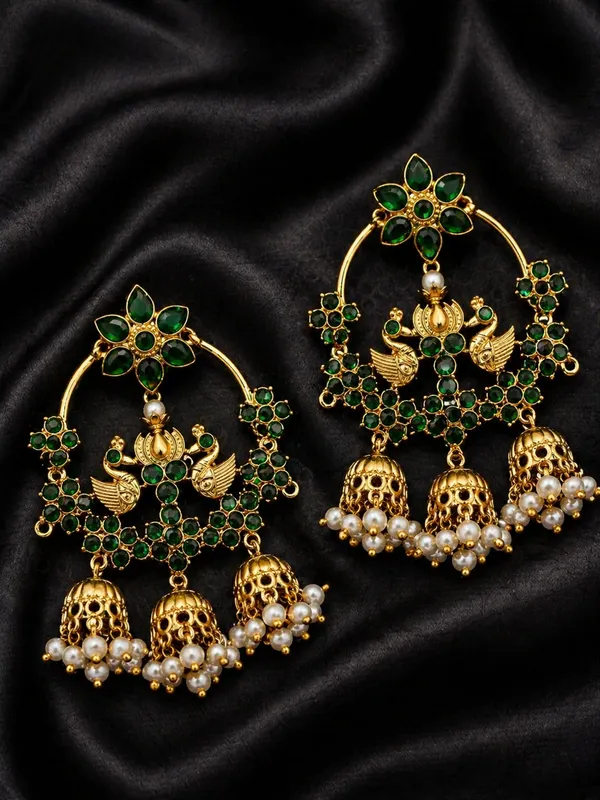 Royal_Peacock_Chandbali_Earrings_(Emerald_Green)_|_Traditional_Jhumki_with_Pearl_Drops