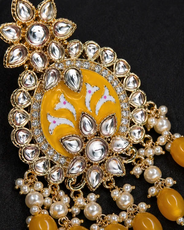 Indian_Shringar_Shahina_Kundan_Earrings_|_Yellow_Meenakari_Statement_Earrings_|_Bridal_Festive_Jewelry