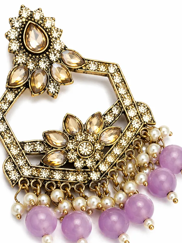 Indian_Shringar_Kundan_Chandbali_Earrings_|_Lavender_Bead_Jhalar_Designer_Hexagon_Earrings_|_Pastel_Bridal_Statement_Jewelry