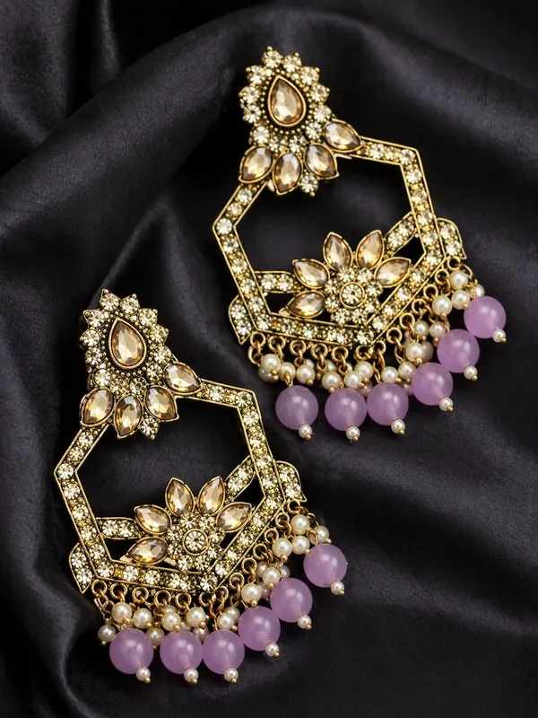 Indian_Shringar_Kundan_Chandbali_Earrings_|_Lavender_Bead_Jhalar_Designer_Hexagon_Earrings_|_Pastel_Bridal_Statement_Jewelry