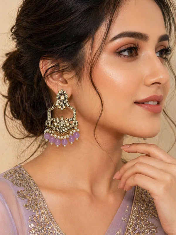 Indian_Shringar_Kundan_Chandbali_Earrings_|_Lavender_Bead_Jhalar_Designer_Hexagon_Earrings_|_Pastel_Bridal_Statement_Jewelry