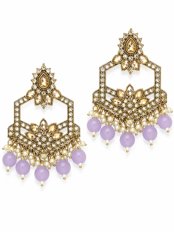 Indian_Shringar_Kundan_Chandbali_Earrings_|_Lavender_Bead_Jhalar_Designer_Hexagon_Earrings_|_Pastel_Bridal_Statement_Jewelry