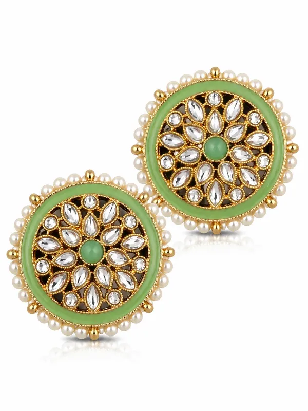 Indian_Shringar_Kundan_Stud_Earrings_|_Green_Stone_Pearl_Studs_|_Ethnic_Daily_Wear_Earrings