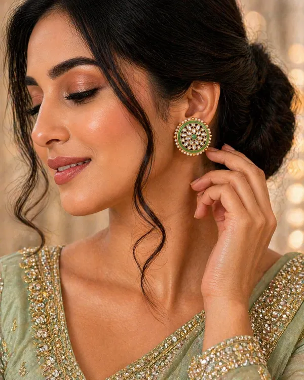 Indian_Shringar_Kundan_Stud_Earrings_|_Green_Stone_Pearl_Studs_|_Ethnic_Daily_Wear_Earrings