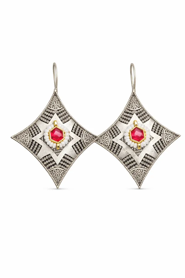 Ruby_Red__Mona_Lisa_Stone_Silver_Replica_Brass_Statement_Earrings_for_Women