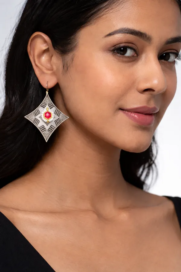 Ruby_Red__Mona_Lisa_Stone_Silver_Replica_Brass_Statement_Earrings_for_Women