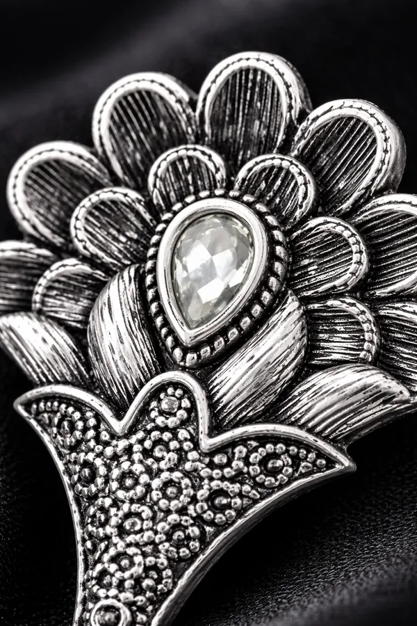 Elegant_Silver_Replica_Floral_Earrings_with_Ruby_White_Monalisa_Stone_|_Brass_Stud_Earrings